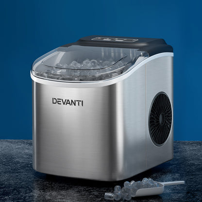 12kg Self-Cleaning Ice Maker Machine in Chic White/Black