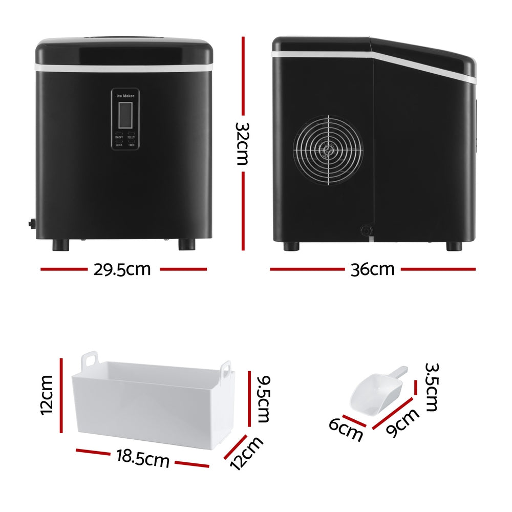 3.2L Portable Ice Cube Maker Machine Benchtop Counter Black