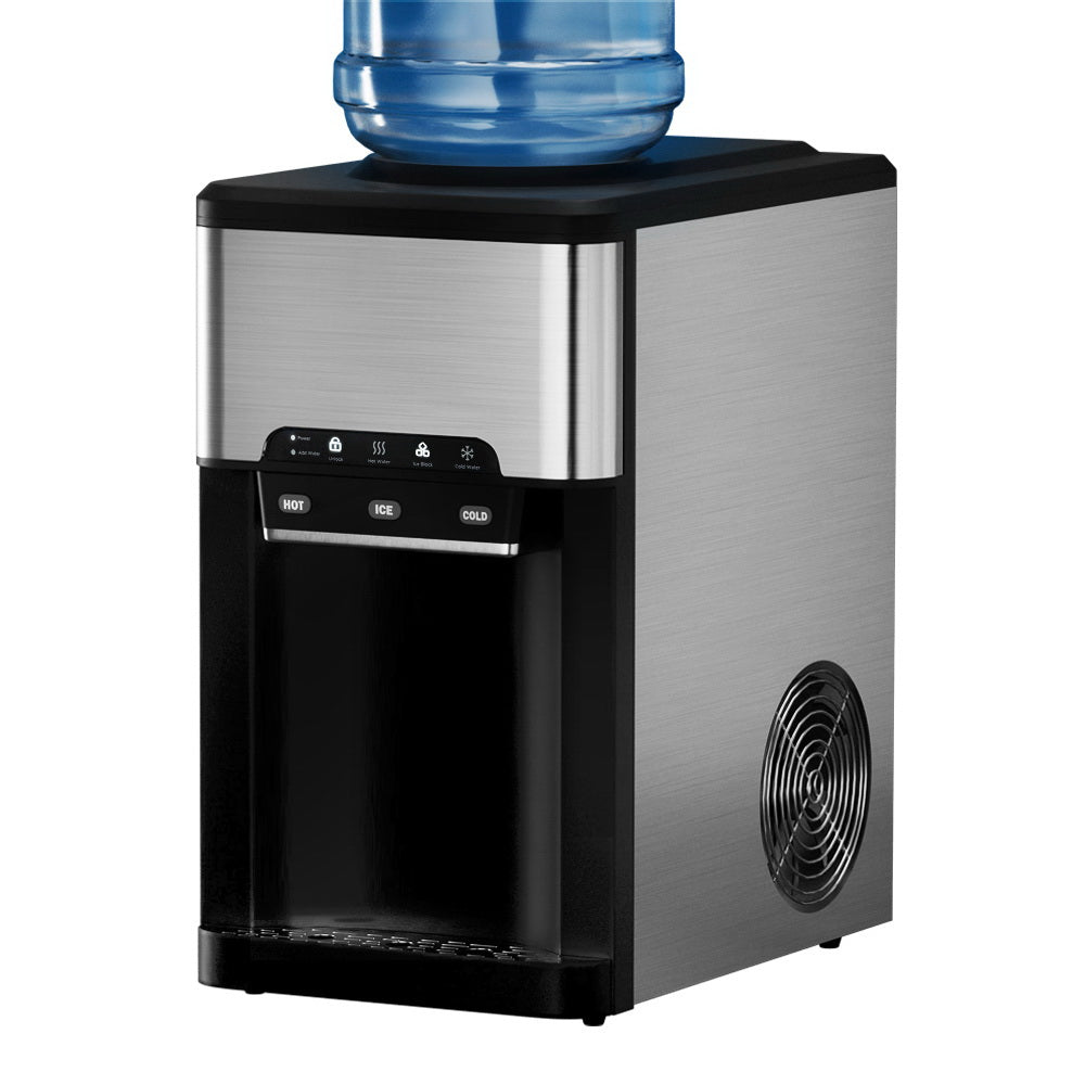 20kg 3 in 1 Ice Maker Machine Cold and Hot Water Dispenser 3L Silver