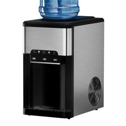 20kg 3 in 1 Ice Maker Machine Cold and Hot Water Dispenser 3L Silver