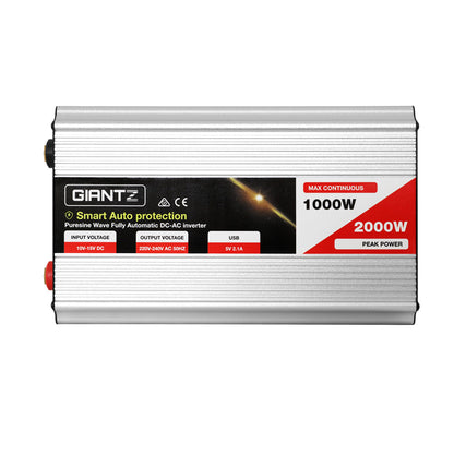 Power Inverter 1000W Or 2000W Pure Sine Wave 12V-240V Camping Boat Caravan