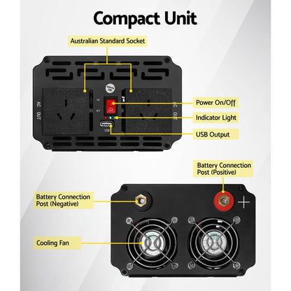 Power Inverter 1000W Or 2000W Pure Sine Wave 12V-240V Camping Boat Caravan