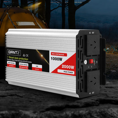 Power Inverter 1000W Or 2000W Pure Sine Wave 12V-240V Camping Boat Caravan