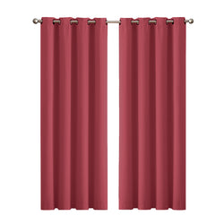 2x Blockout Curtains Panels 3 Layers- Burgundy