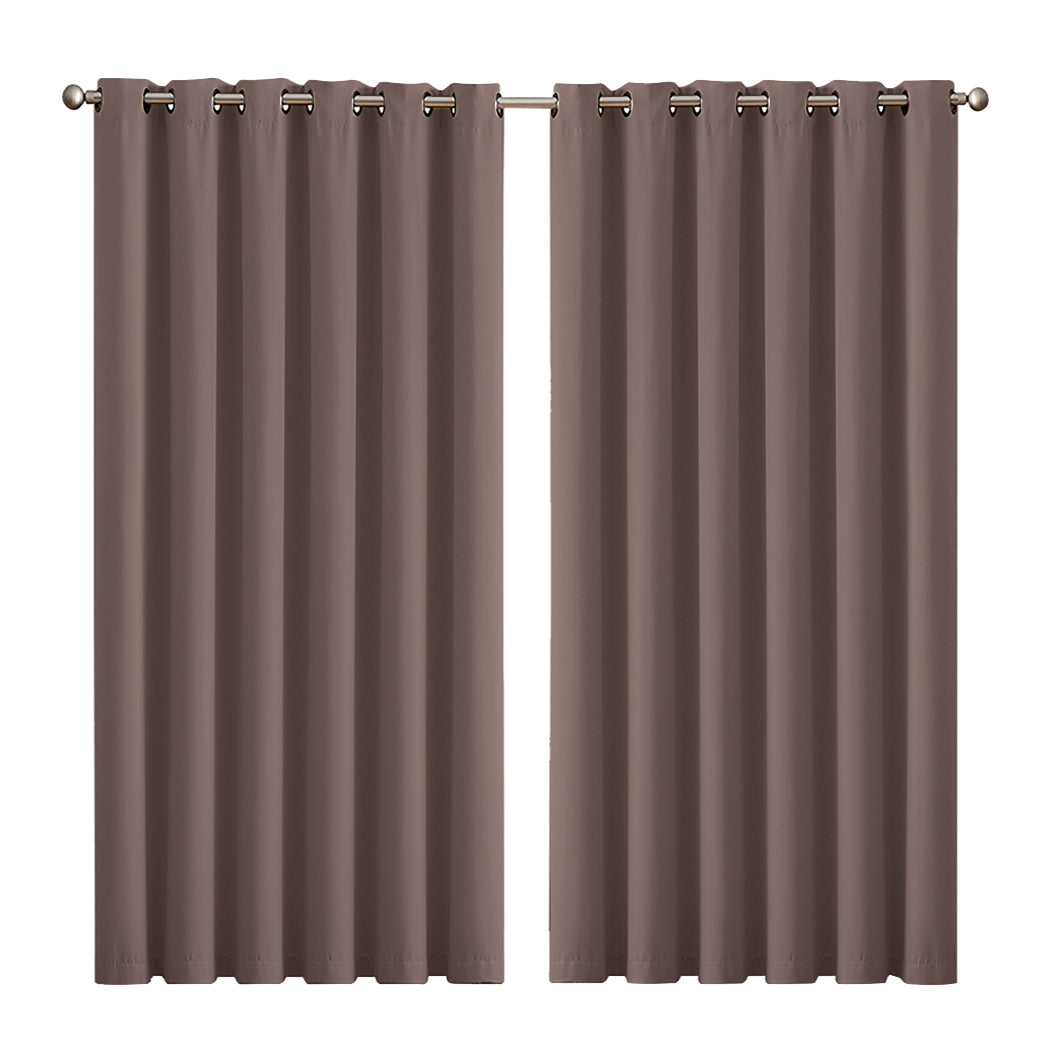 2x Blockout Curtains Panels 3 Layers Taupe