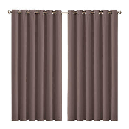 2x Blockout Curtains Panels 3 Layers Taupe