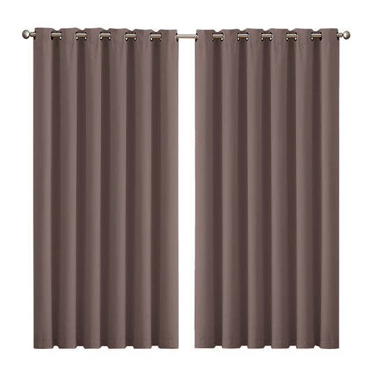 2x Blockout Curtains Panels 3 Layers Taupe