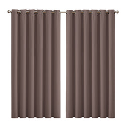 2x Blockout Curtains Panels 3 Layers Taupe