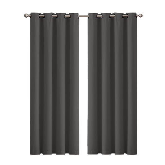 2x Blockout Curtains Panels 3 Layers - Charcoal