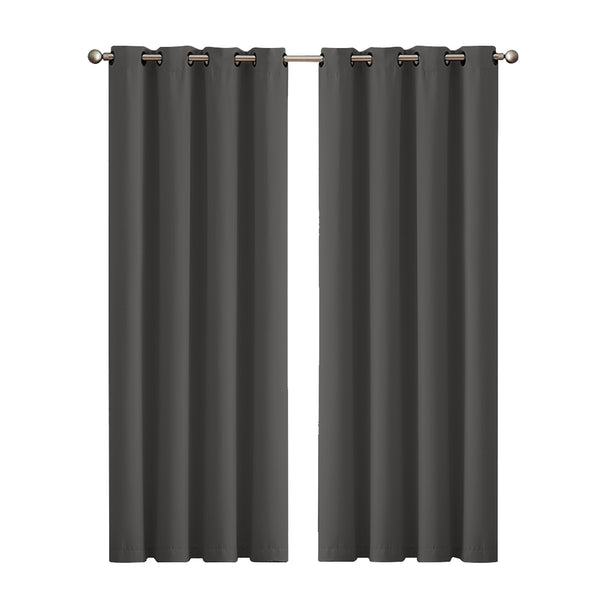  2x Blockout Curtains Panels 3 Layers - Charcoal