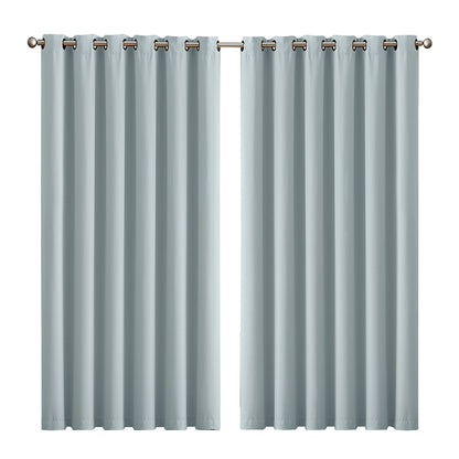 2x Blockout Curtains Panels 3 Layers Green