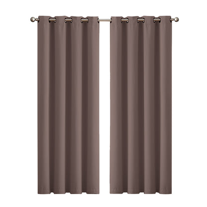 2x Blockout Curtains Panels 3 Layers- Taupe