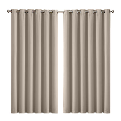 2x Blockout Curtains Panels 3 Layers Beige