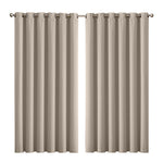 2x Blockout Curtains Panels 3 Layers Beige