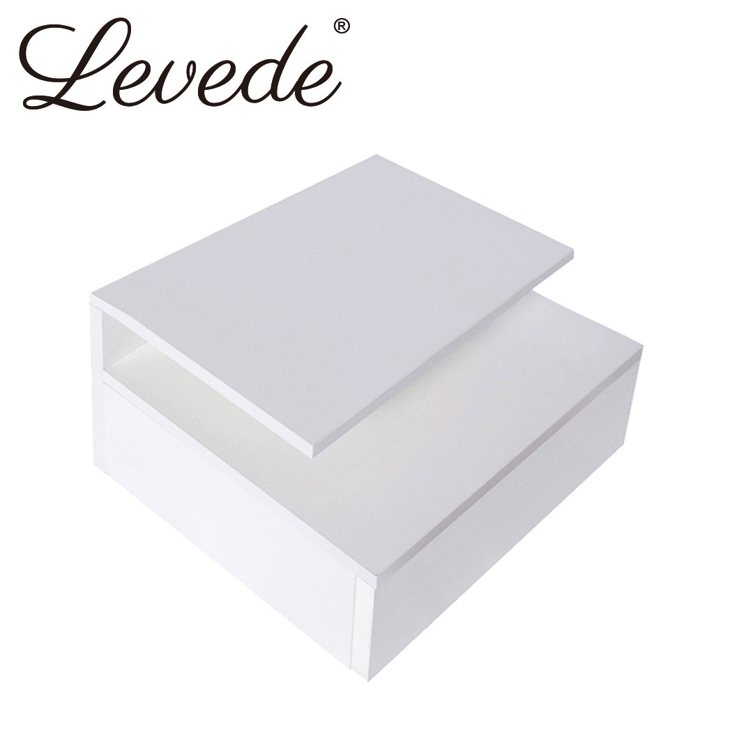 Compact 2x Bedside Tables Side Table White  Wood Finish Classic
