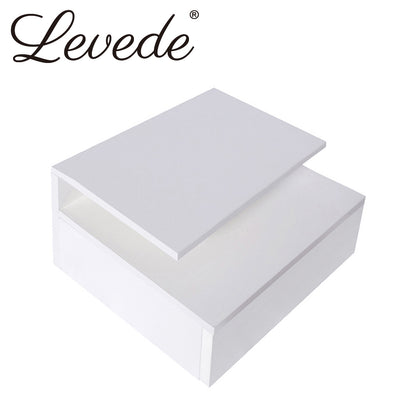 Compact 2x Bedside Tables Side Table White  Wood Finish Classic