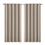 2x Blockout Beige Curtains Panels 3 Layers