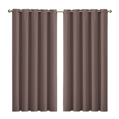 2x Blockout  Taupe Curtains Panels 3 Layers