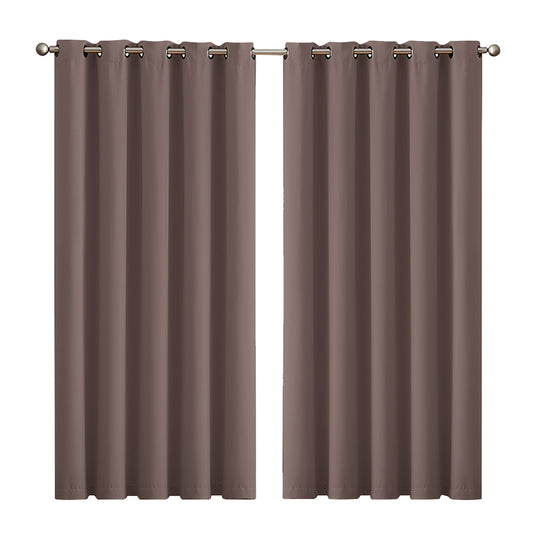 2x Blockout  Taupe Curtains Panels 3 Layers