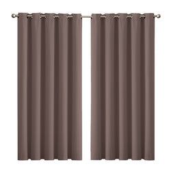 2x Blockout  Taupe Curtains Panels 3 Layers