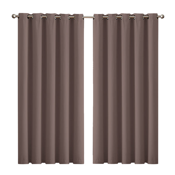  2x Blockout  Taupe Curtains Panels 3 Layers