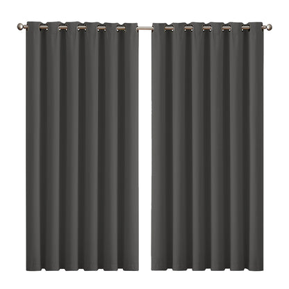 2x Blockout Curtains Panels 3 Layers Charcoal