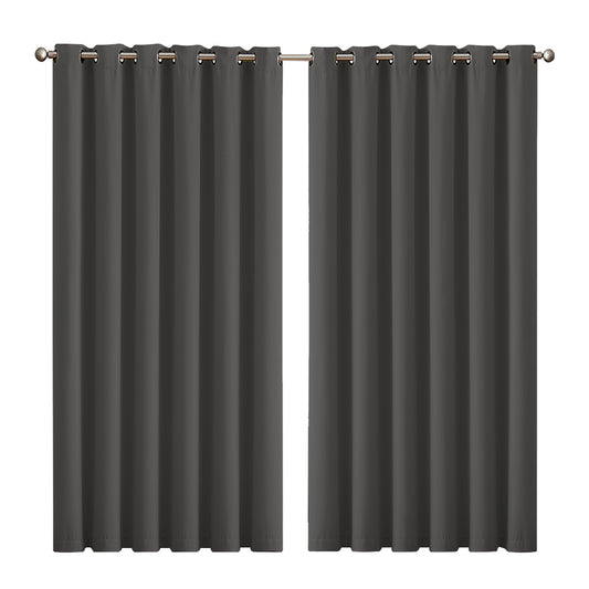 2x Blockout Curtains Panels 3 Layers Charcoal