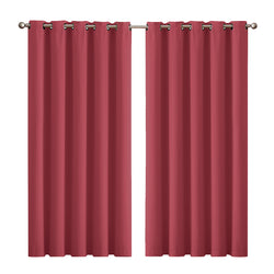 2x Blockout Burgundy Curtains Panels 3 Layers