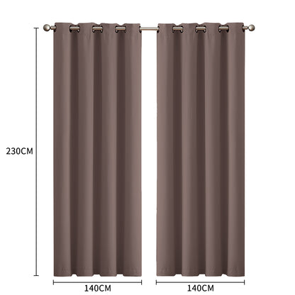 2x Blockout Curtains Panels 3 Layers- Taupe