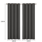 2x Blockout Curtains Panels 3 Layers - Charcoal