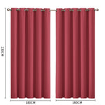 2x Blockout Burgundy Curtains Panels 3 Layers