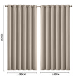 2x Blockout Curtains Panels 3 Layers Beige