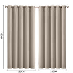 2x Blockout Beige Curtains Panels 3 Layers