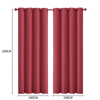 2x Blockout Curtains Panels 3 Layers- Burgundy