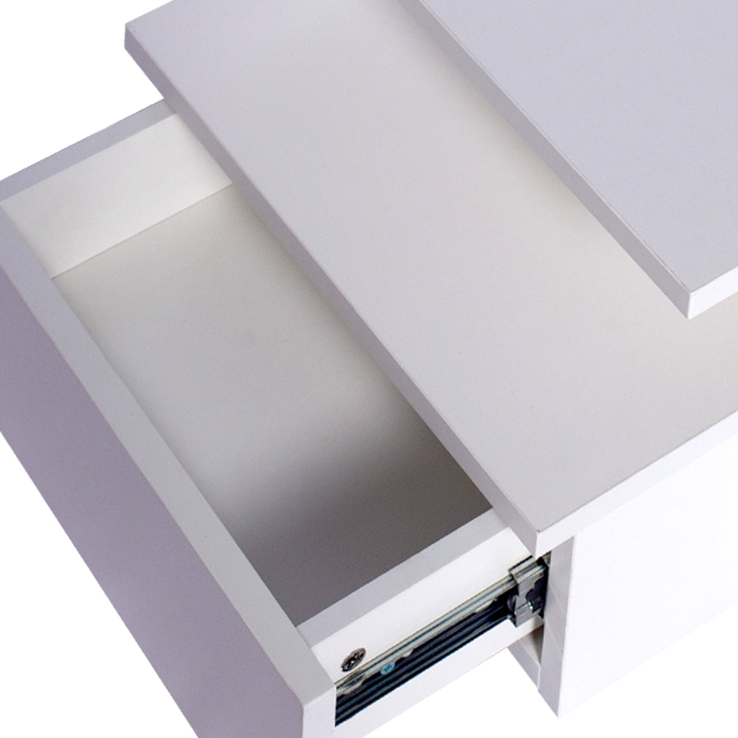 Compact 2x Bedside Tables Side Table White  Wood Finish Classic