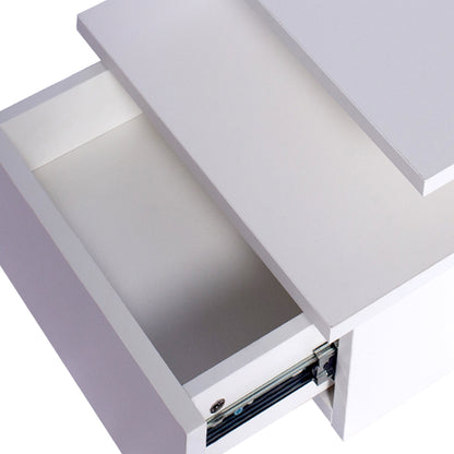 Compact 2x Bedside Tables Side Table White  Wood Finish Classic