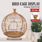 Antique Gold Bird Cage Display Metal Christmas Decor