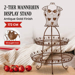 Antique Gold 2-Tier Metal Mannequin Display Stand