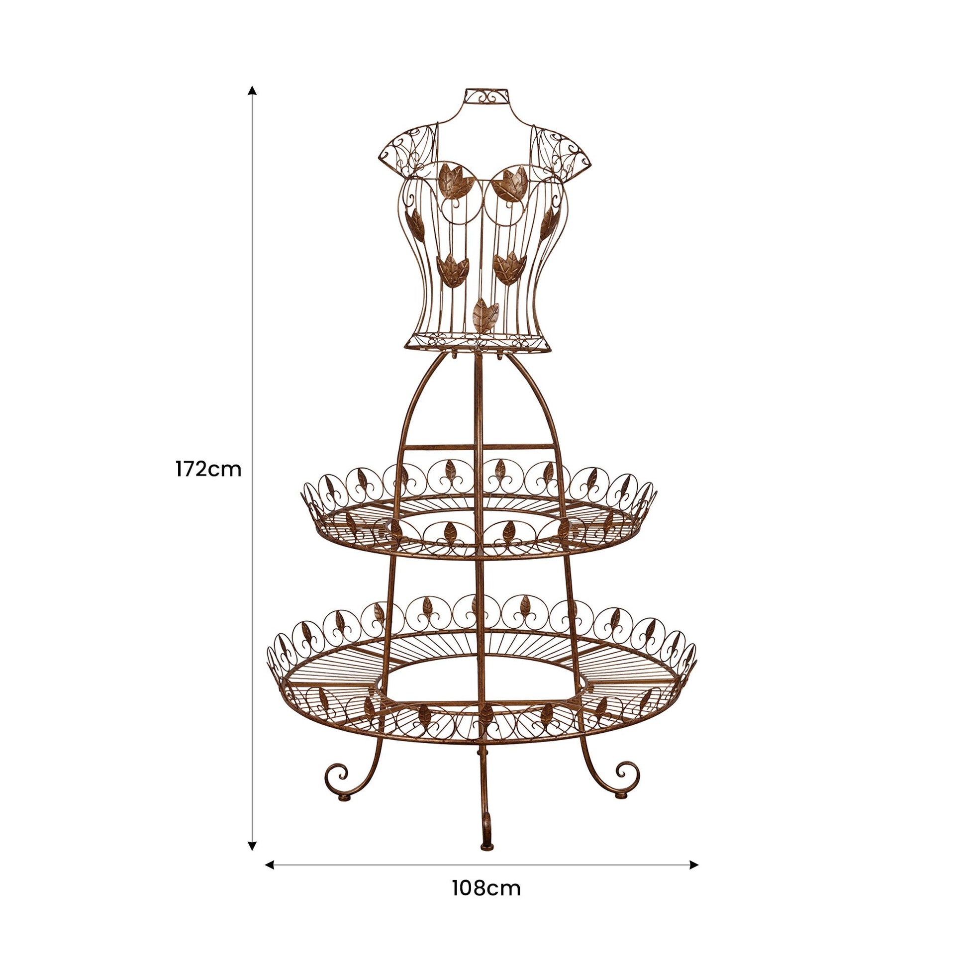 Antique Gold 2-Tier Metal Mannequin Display Stand