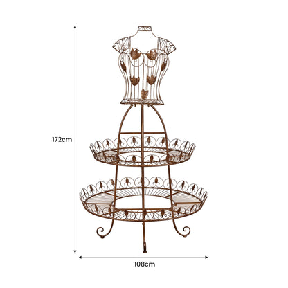 Antique Gold 2-Tier Metal Mannequin Display Stand