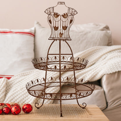Antique Gold 2-Tier Metal Mannequin Display Stand
