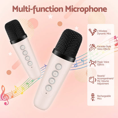 Portable Karaoke Machine 2 Wireless Mics | HomeAndLiving - 6