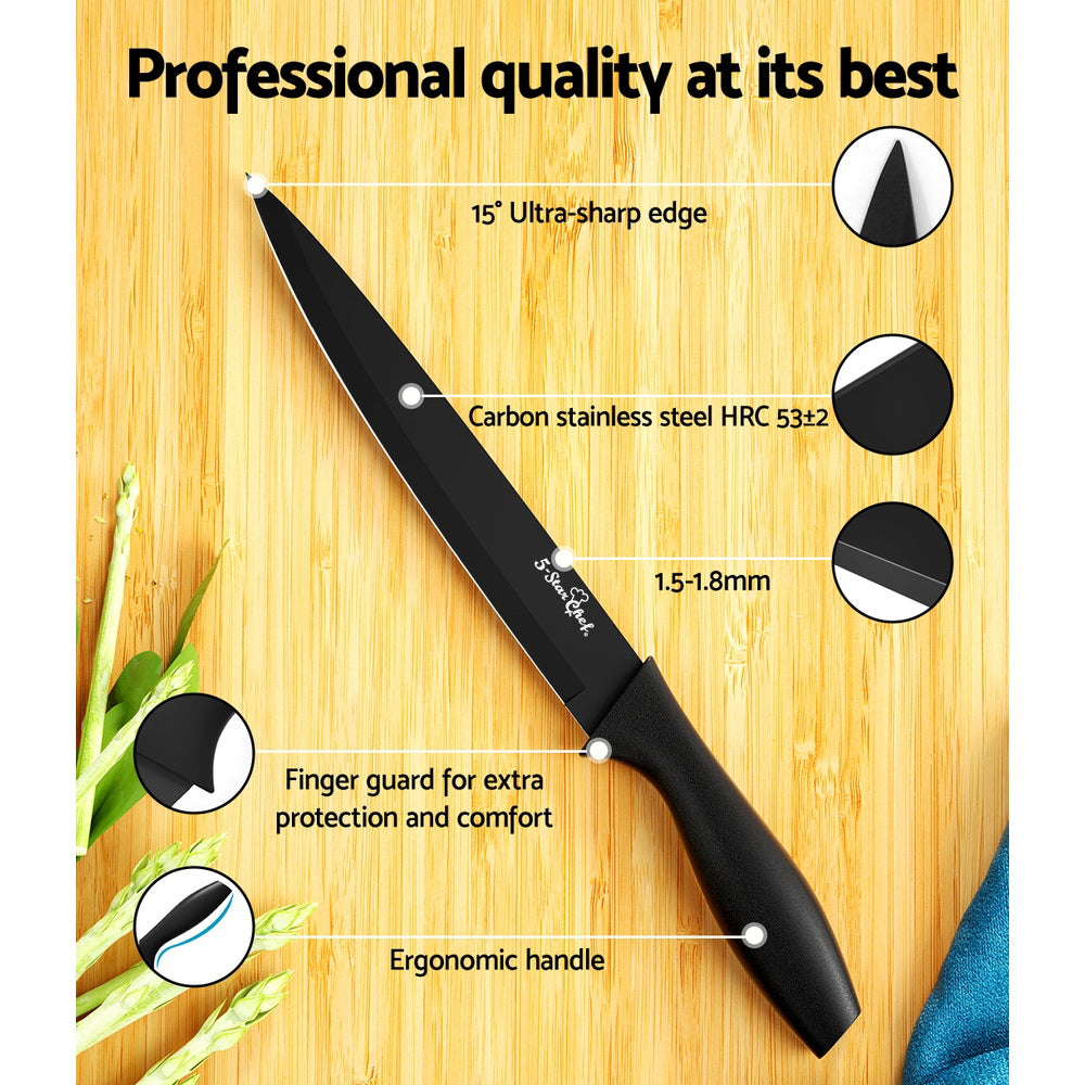 17PCS Kitchen Knife Set Stainless Steel Non-stick with Sharpener