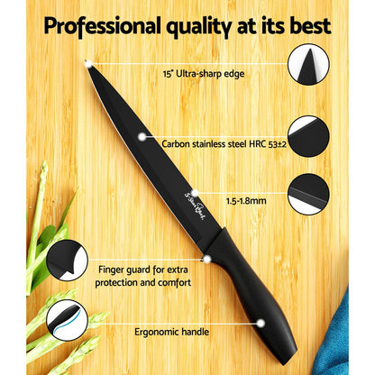 17PCS Kitchen Knife Set Stainless Steel Non-stick with Sharpener