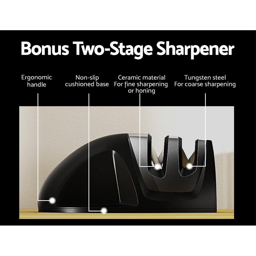 17PCS Kitchen Knife Set Stainless Steel Non-stick with Sharpener