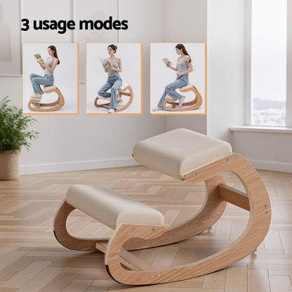 Ergonomic Kneeling Chair Beige 54.5x84x56cm