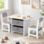 Kids Table and Chair Set with Storage Bins White & Grey