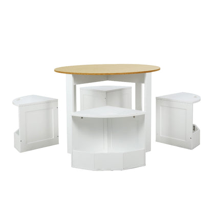 5 Pcs Kids Table And Chairs Set Storage Chair Wooden Play Study Desk Sets