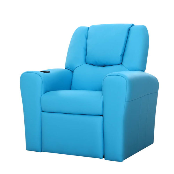  Kids Recliner Chair Pu Leather Sofa Lounge Couch Children Armchair Blue