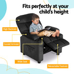 Comfortable Kids Recliner Chair - Black Velvet